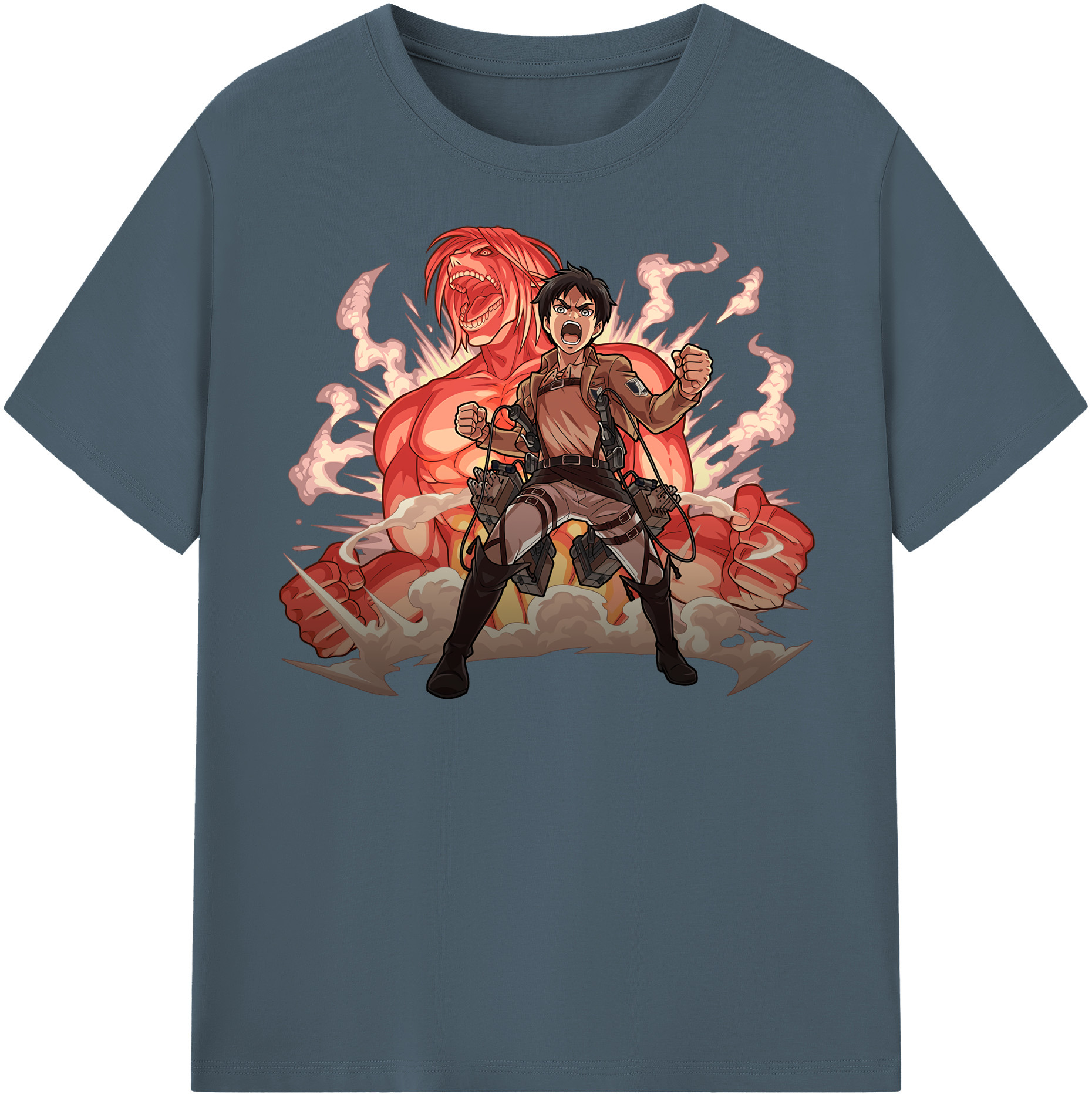 （画像用） 進撃の巨人 エレン･イェーガー Attack on Titan Eren Jäger 綿100％半袖Tシャツ（フロントプリント）